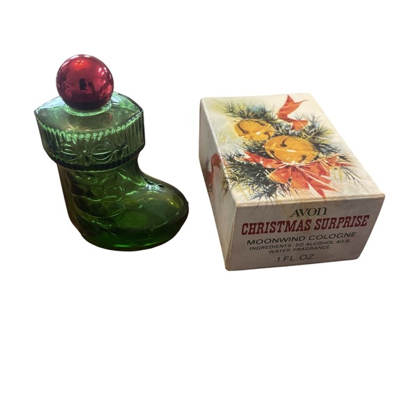 Vintage AVON Christmas Surprise Stocking Topaze Cologne 1 Fl Oz EMPTY with Box - Picture 3 of 3